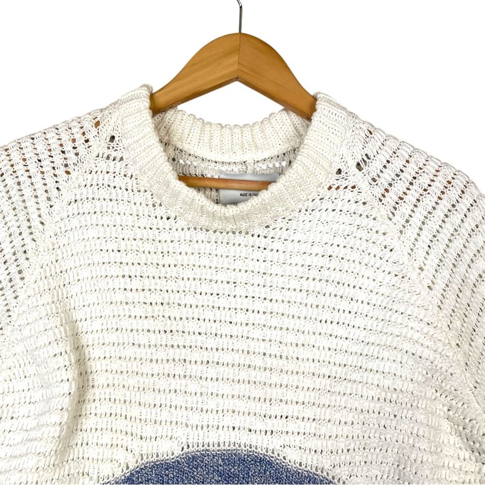 Zadig & Voltaire Women Knit Sweater Bea Openwork Striped White Cropped Size XS - Picture 5 of 15